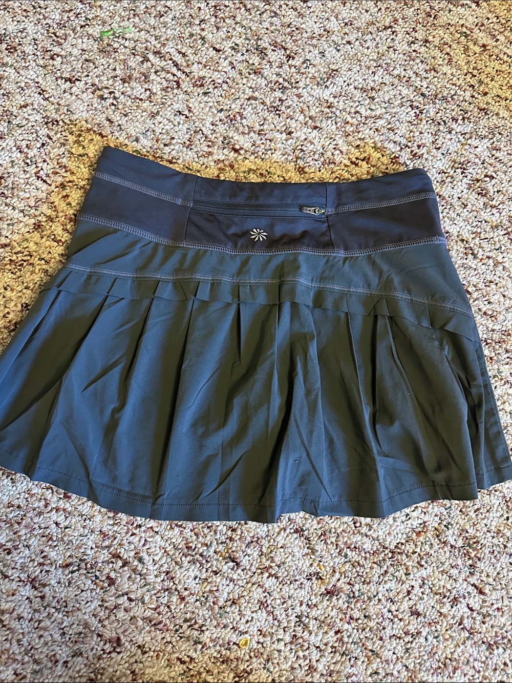 Athleta Black Pleated Skater Skirt with Zip Pocket